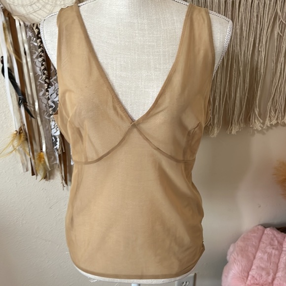 Soft Surroundings Tan/Nude Sheer Top/ Nylon & Spandex blend/ Side Zipper Closure - Picture 6 of 10